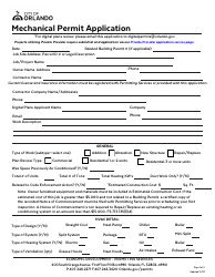 Document preview: Mechanical Permit Application - City of Orlando, Florida