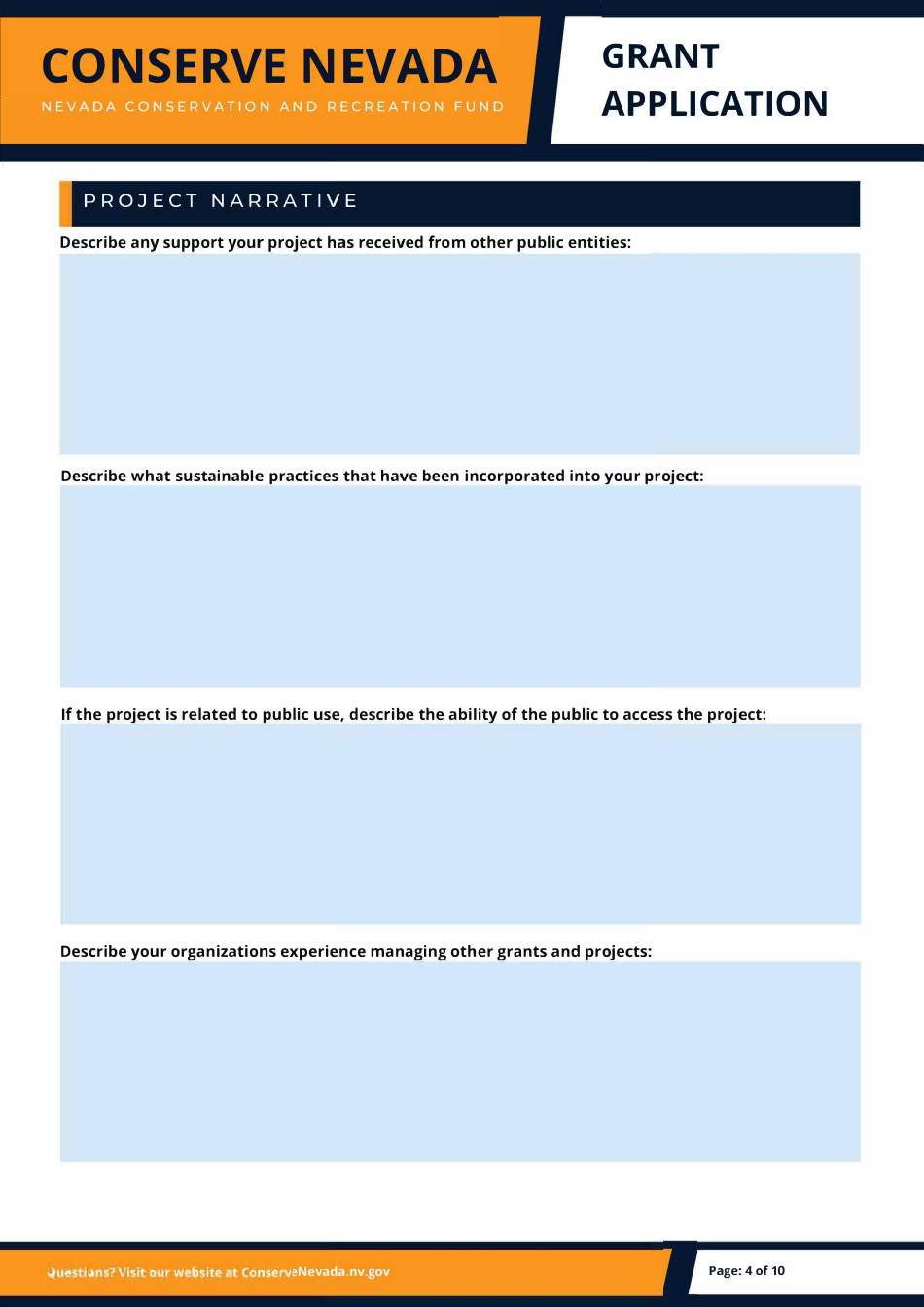 Conserve Nevada Grant Application - Nevada, Page 4