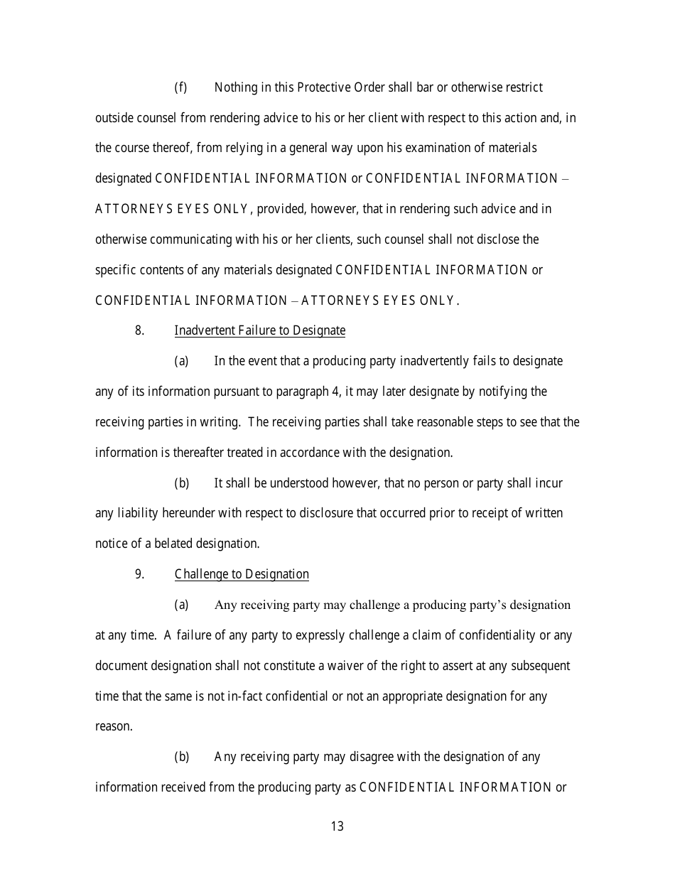 Standard Protective Order (For Cases Filed Before December 1, 2023) - Utah, Page 13