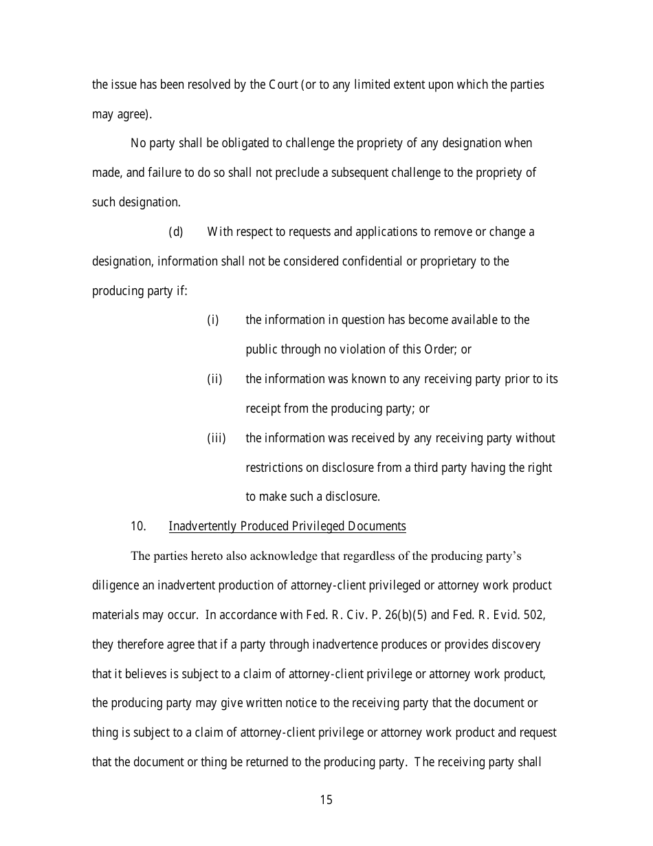 Standard Protective Order (For Cases Filed Before December 1, 2023) - Utah, Page 15