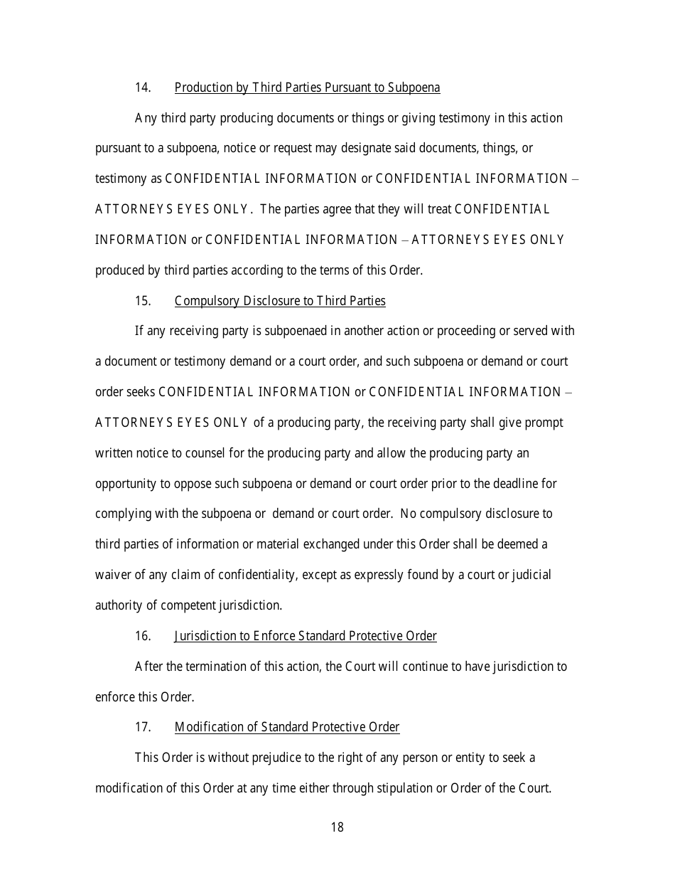 Standard Protective Order (For Cases Filed Before December 1, 2023) - Utah, Page 18