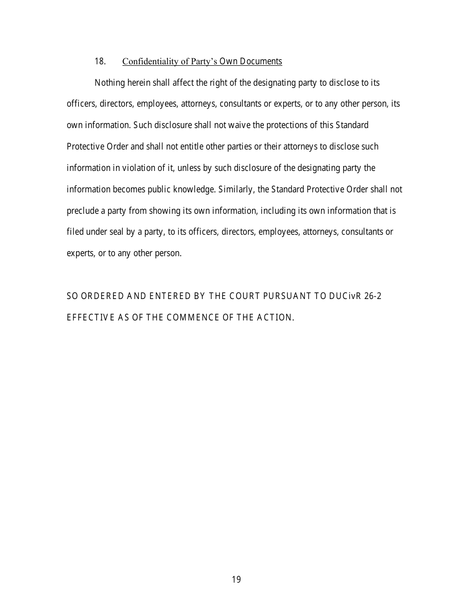 Standard Protective Order (For Cases Filed Before December 1, 2023) - Utah, Page 19
