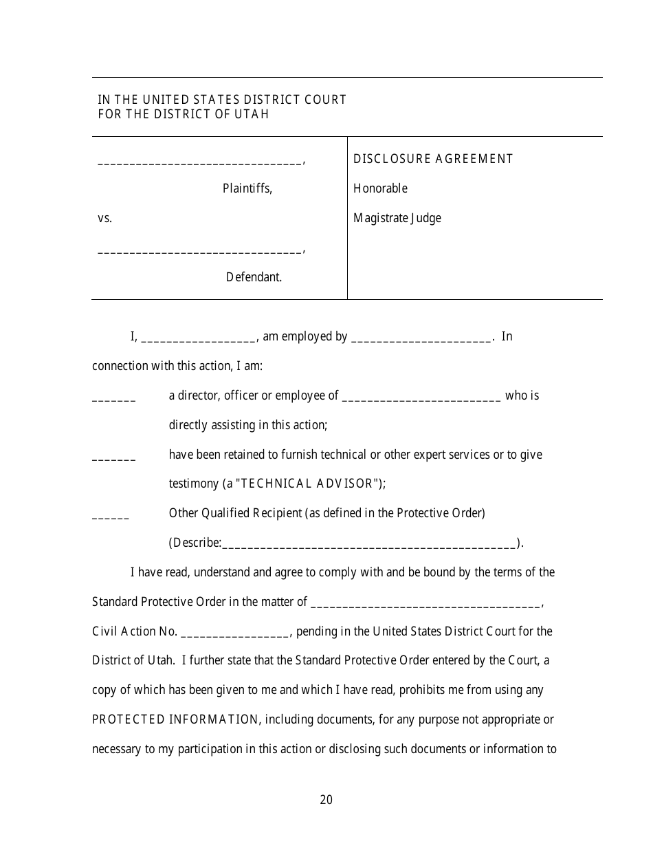 Standard Protective Order (For Cases Filed Before December 1, 2023) - Utah, Page 20