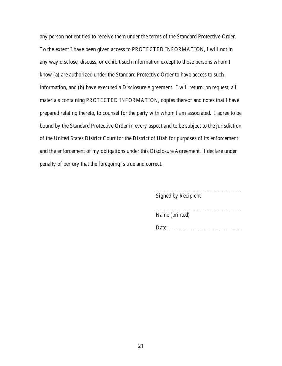 Standard Protective Order (For Cases Filed Before December 1, 2023) - Utah, Page 21