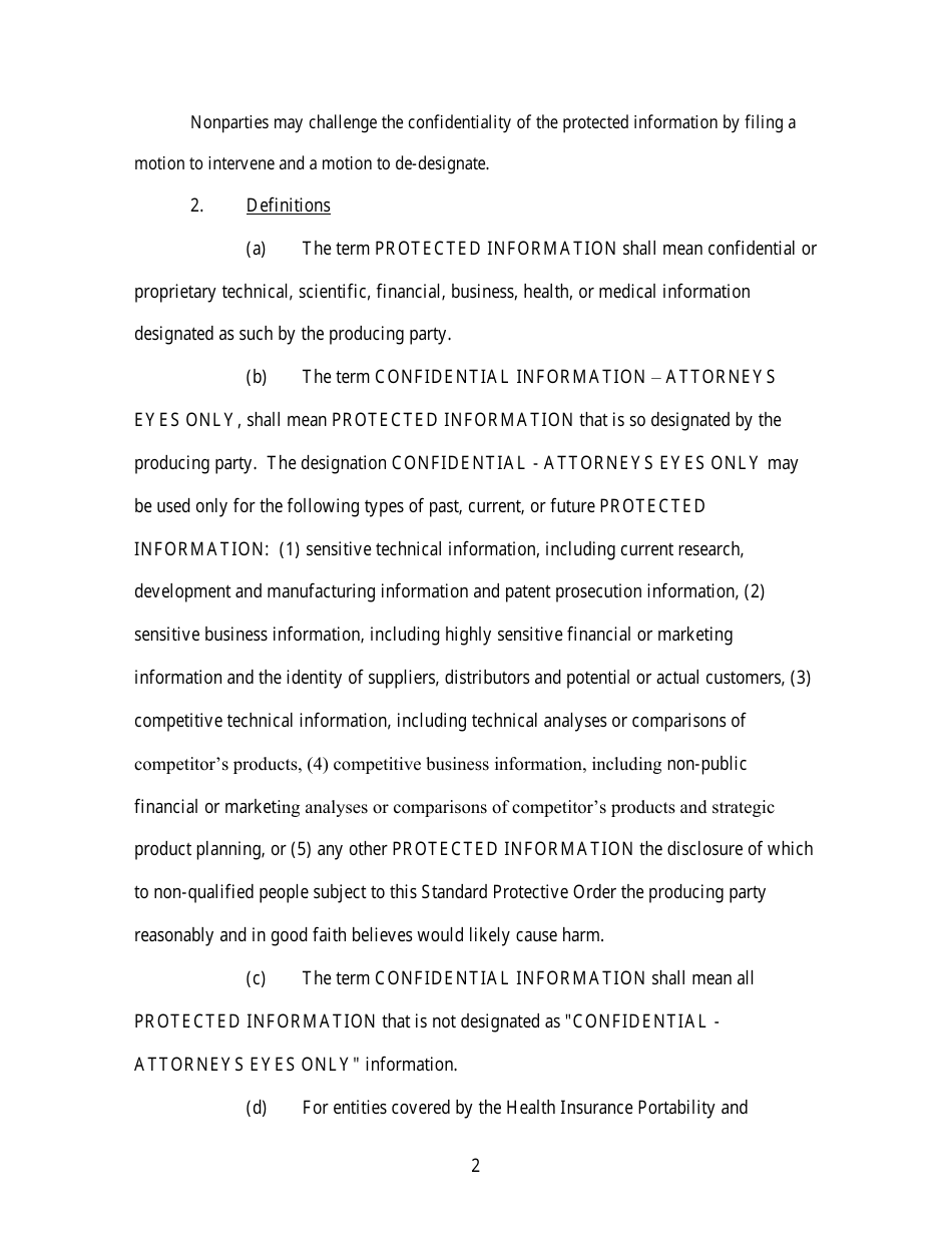 Standard Protective Order (For Cases Filed Before December 1, 2023) - Utah, Page 2