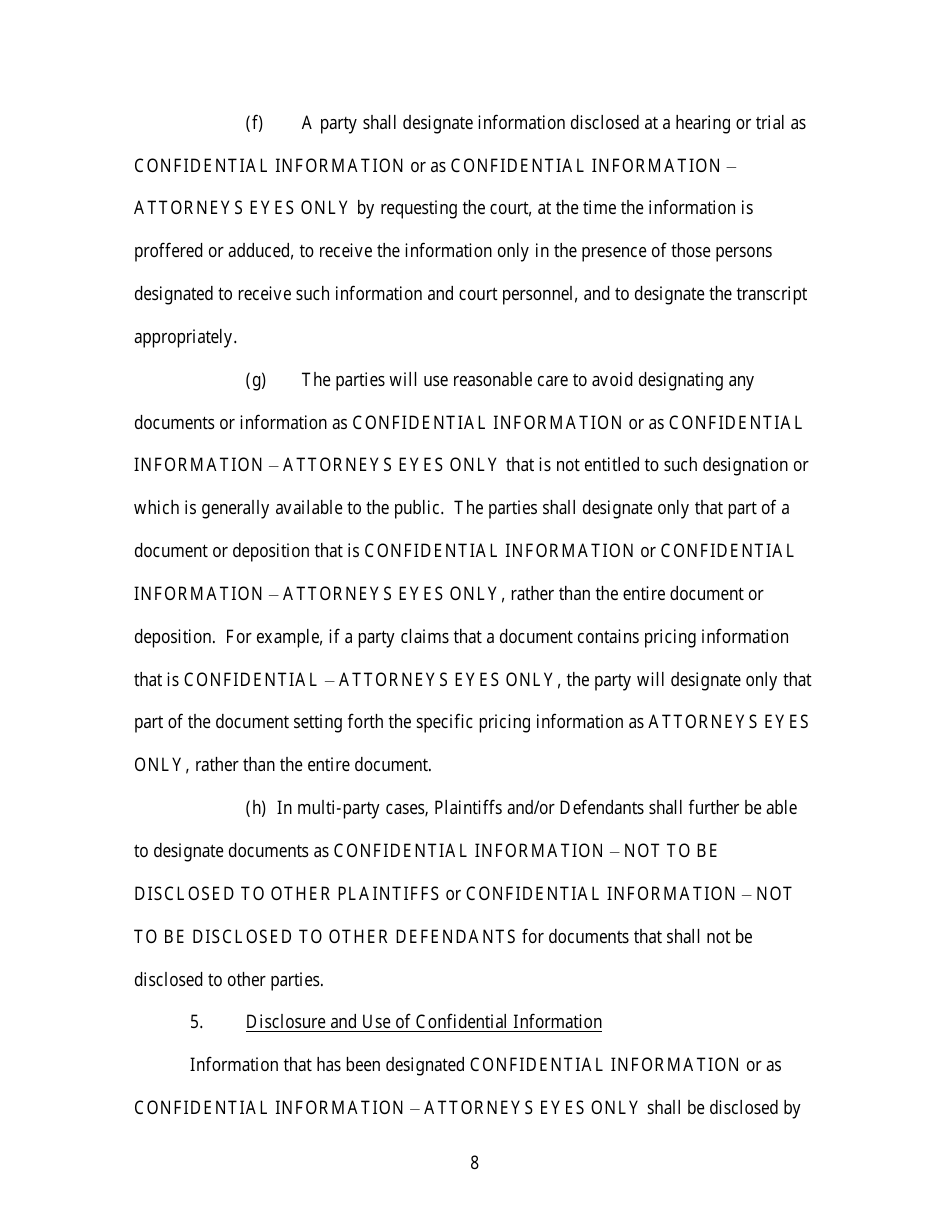 Standard Protective Order (For Cases Filed Before December 1, 2023) - Utah, Page 8