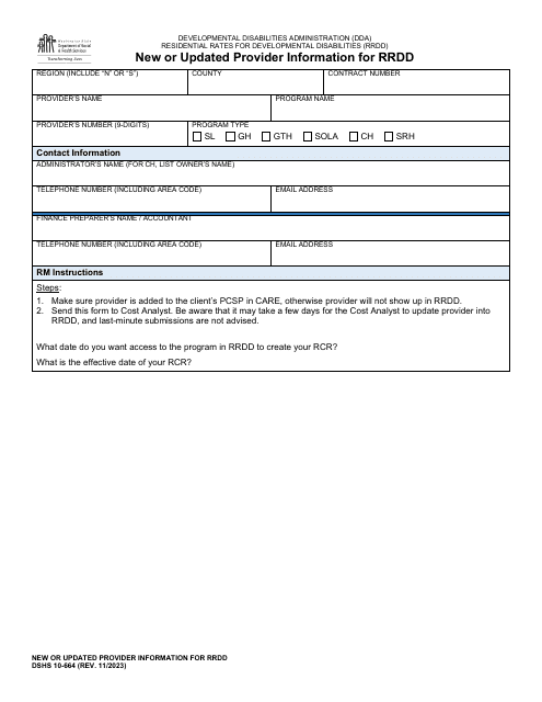 DSHS Form 10-664  Printable Pdf