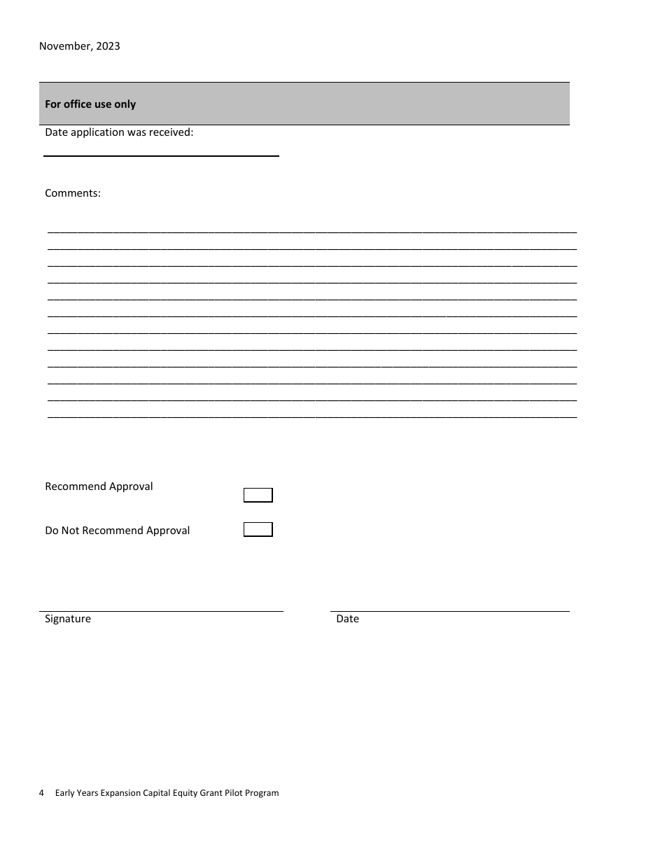 Early Years Expansion Capital Equity Grant Pilot Program Application Form - Prince Edward Island, Canada, Page 4