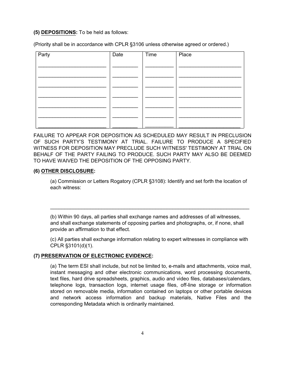 Preliminary Conference Order - Commercial Division - Queens County, New York, Page 4