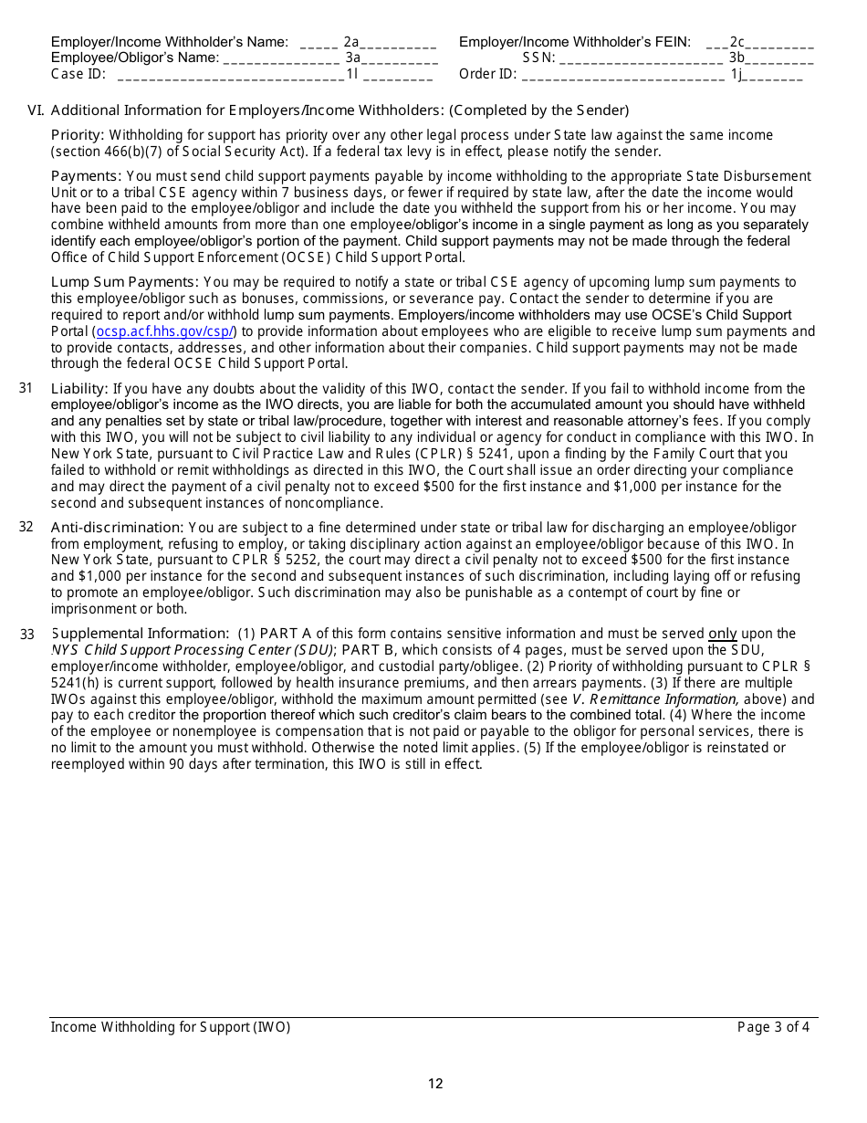 Instructions for Form LDSS-5037, LDSS-5038 Income Withholding for Support - New York, Page 12