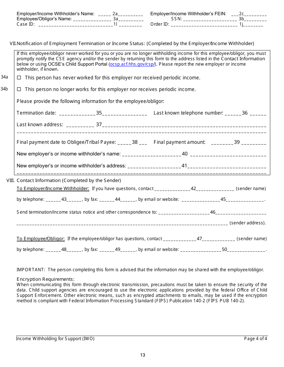 Instructions for Form LDSS-5037, LDSS-5038 Income Withholding for Support - New York, Page 13
