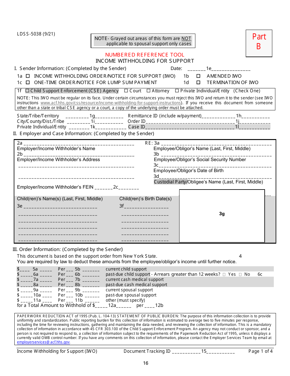 Instructions for Form LDSS-5037, LDSS-5038 Income Withholding for Support - New York, Page 16