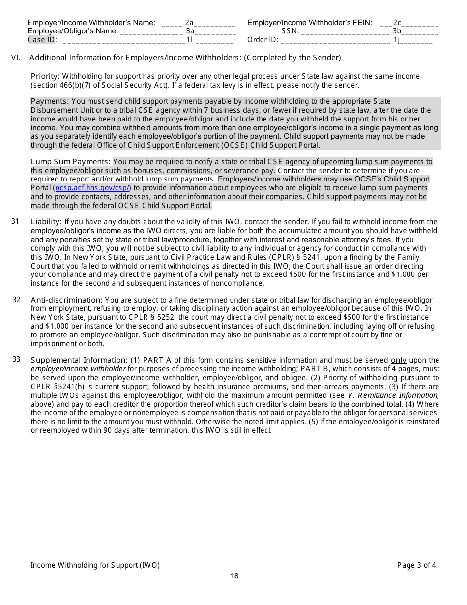 Instructions for Form LDSS-5037, LDSS-5038 Income Withholding for Support - New York, Page 18