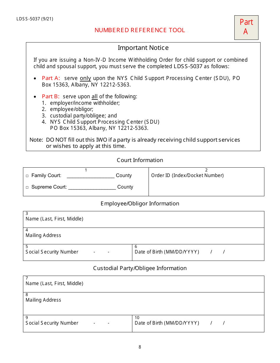Instructions for Form LDSS-5037, LDSS-5038 Income Withholding for Support - New York, Page 8