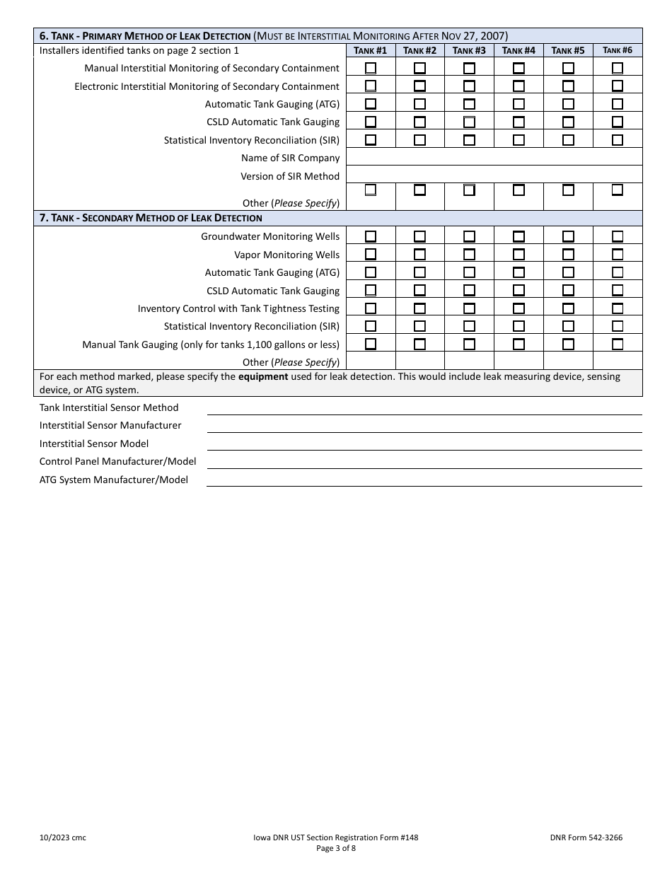 Form 148 (DNR Form 542-3266) Ust Section Registration Form - Iowa, Page 3