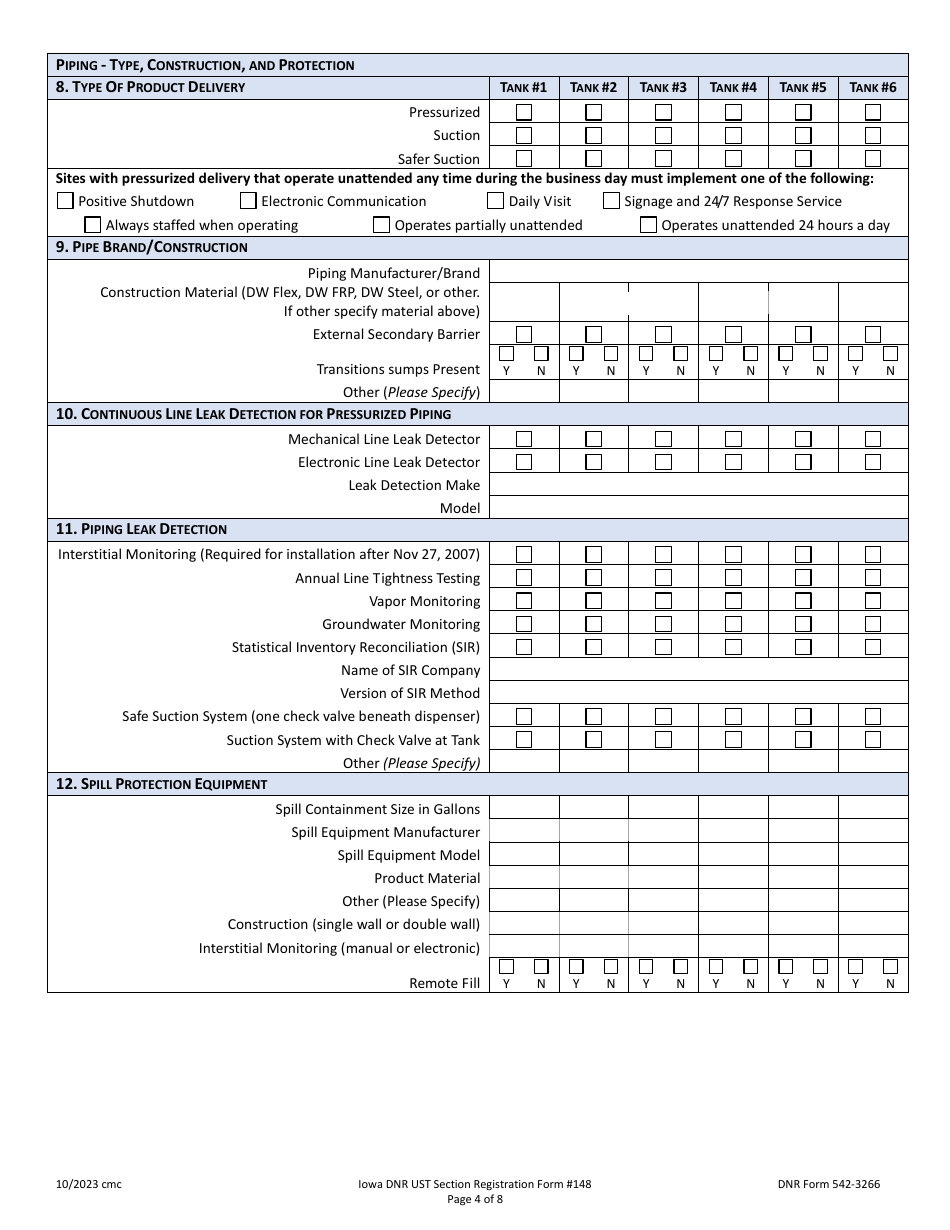 Form 148 (DNR Form 542-3266) Ust Section Registration Form - Iowa, Page 4
