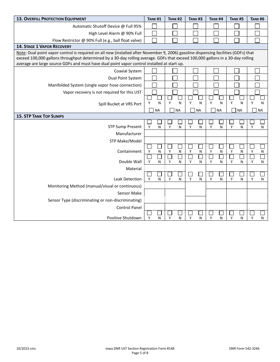 Form 148 (DNR Form 542-3266) Ust Section Registration Form - Iowa, Page 5
