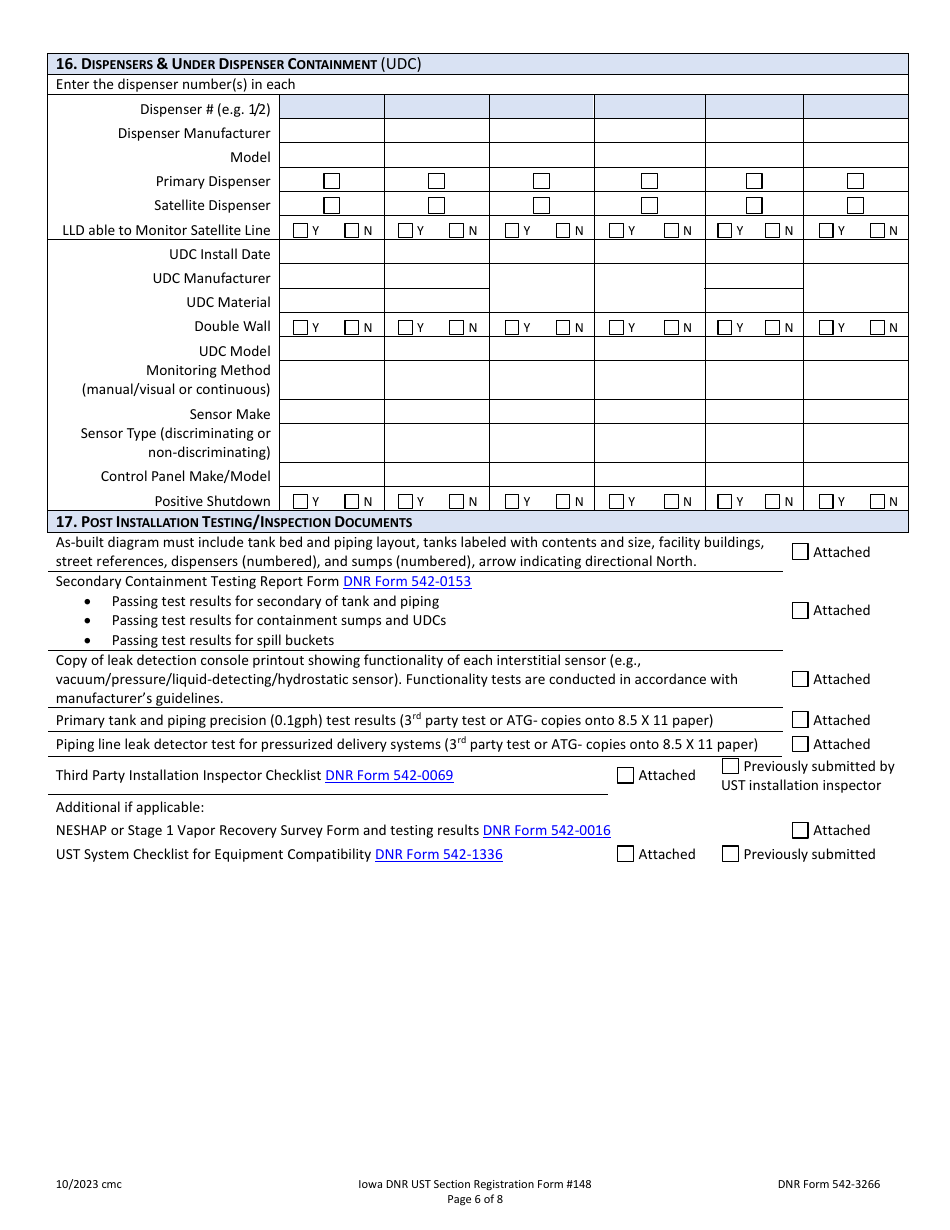 Form 148 (DNR Form 542-3266) Ust Section Registration Form - Iowa, Page 6