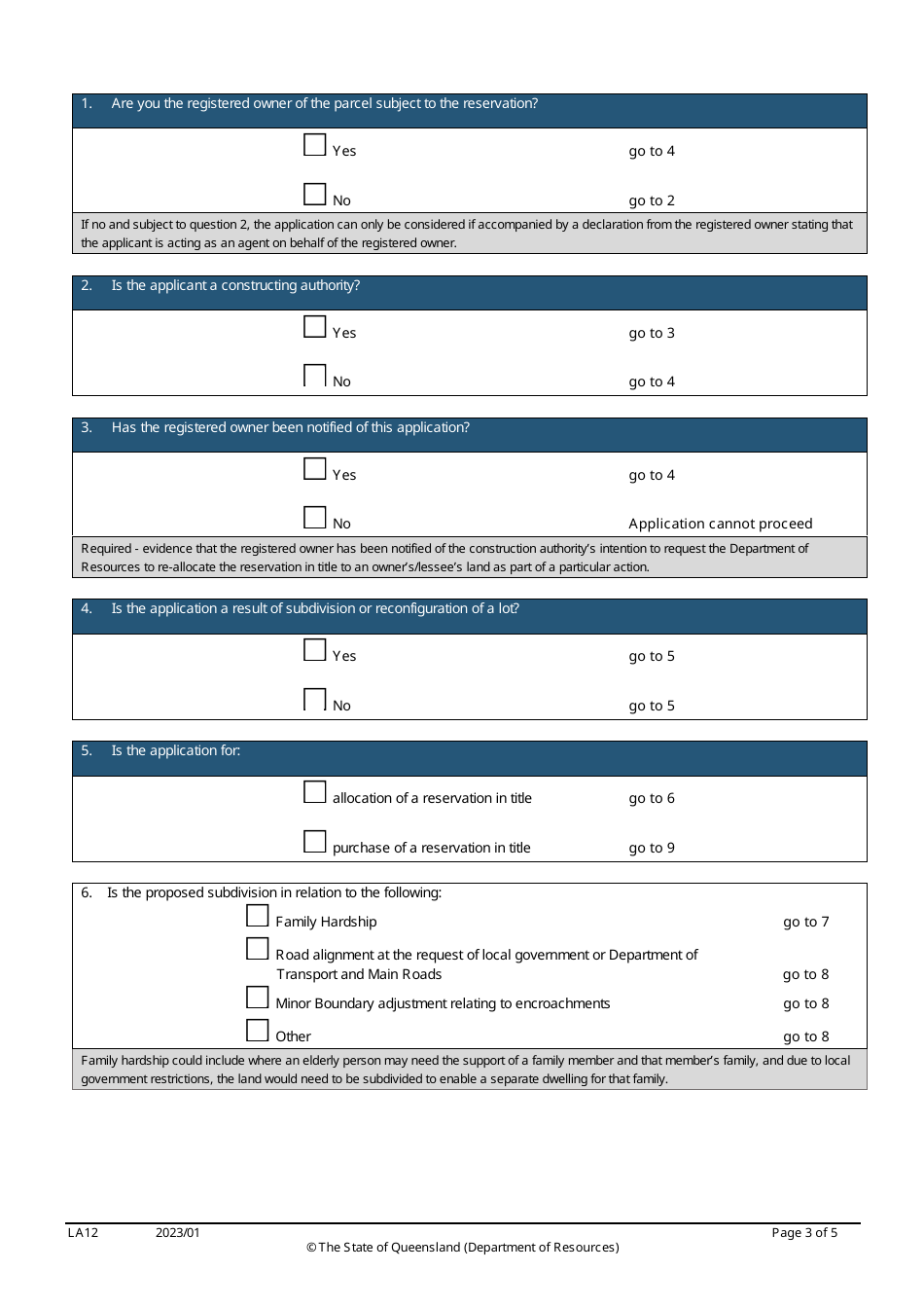 Form LA12 Part B Allocate or Purchase a Reservation in Title Application - Queensland, Australia, Page 3