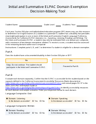 Initial and Summative Elpac Domain Exemption Decision-Making Tool - California