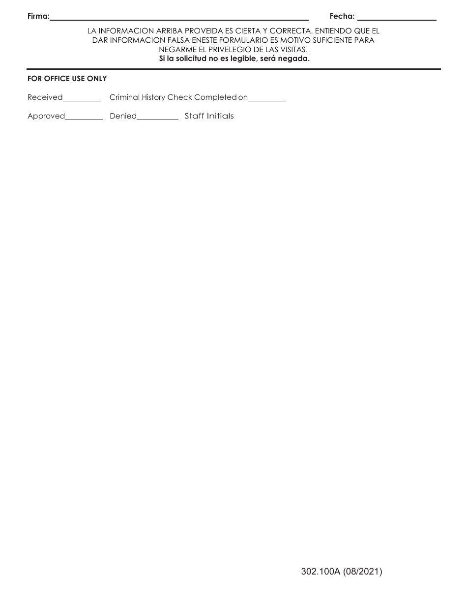 Formulario 302.100A Solicitud Para El Privilegio De Las Visitas - Minnesota (Spanish), Page 4