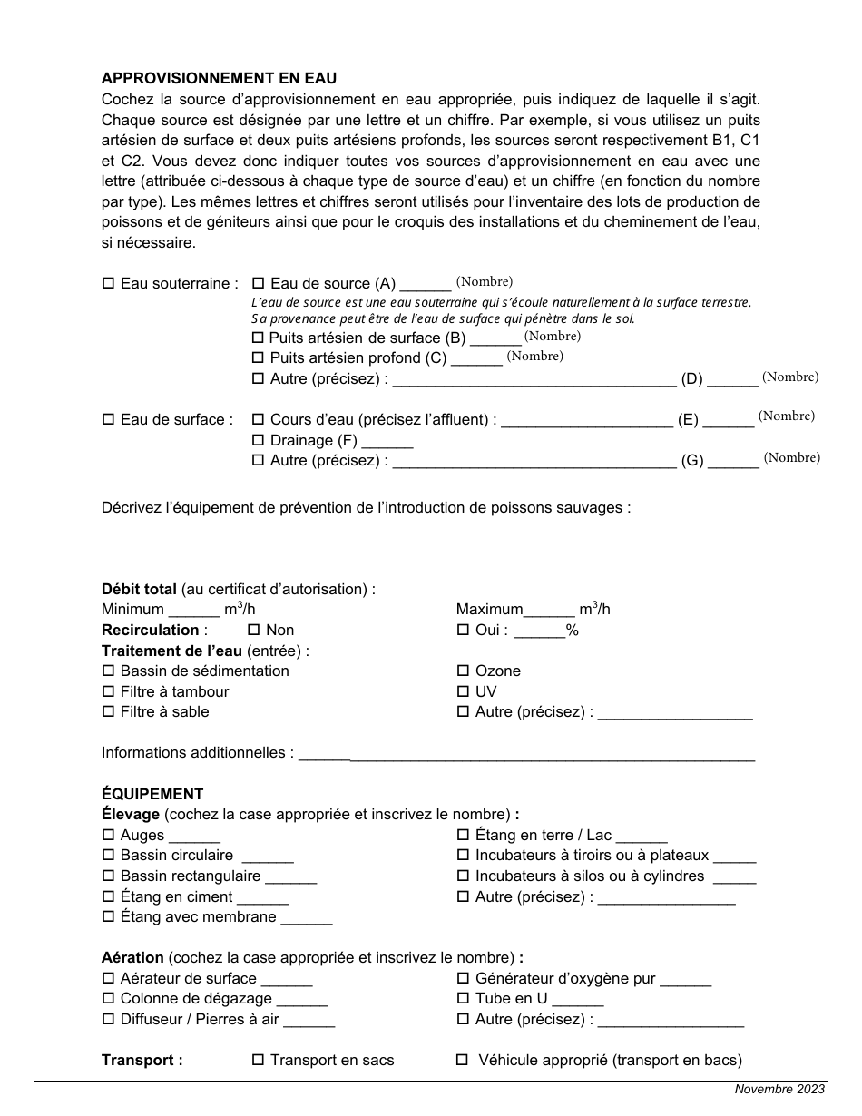 Description Generale De Lexploitation - Programme Quebecois Dattestation Sanitaire DES Exploitations Piscicoles Productrices De Salmonides - Quebec, Canada (French), Page 2