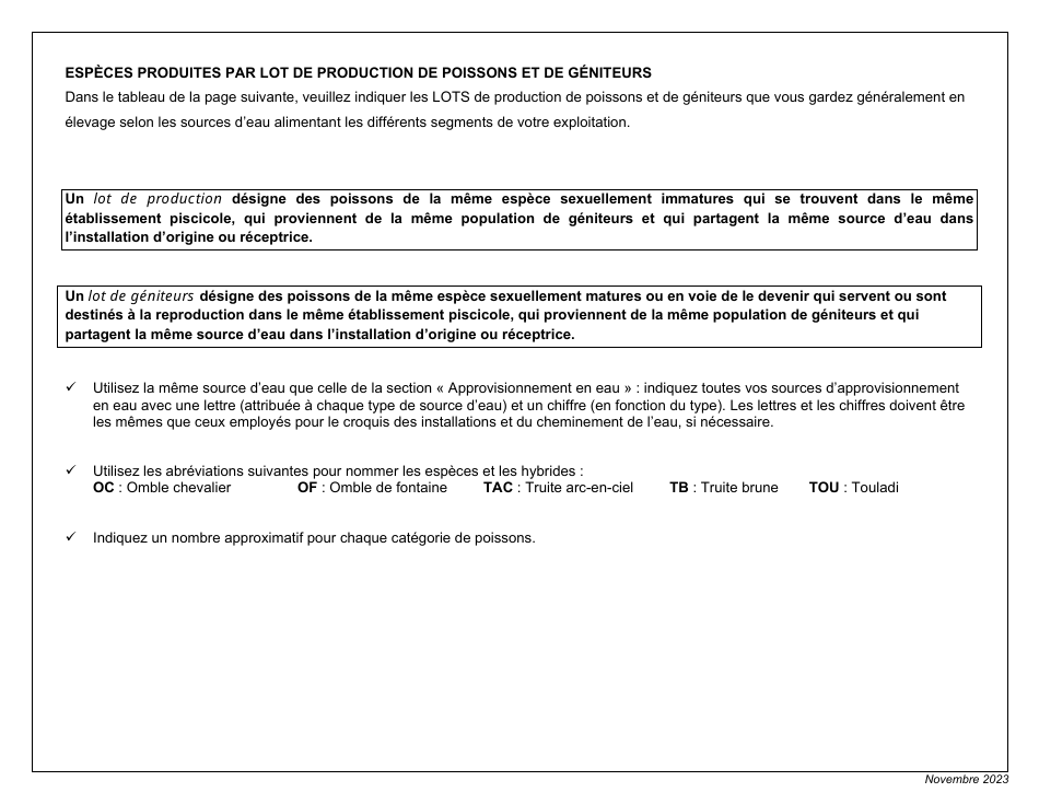Description Generale De Lexploitation - Programme Quebecois Dattestation Sanitaire DES Exploitations Piscicoles Productrices De Salmonides - Quebec, Canada (French), Page 3