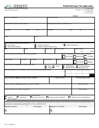 Document preview: Form VT-017 Rebuilt/Salvage Title Application - Vermont