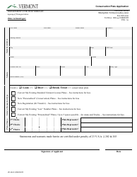 Form VD-154 Conservation Plate Application - Vermont