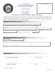 Verification of Current Collection Agency Experience - Nevada