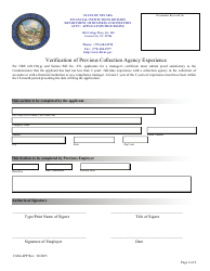 Verification of Current Collection Agency Experience - Nevada, Page 2