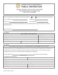 Form SPI1533 District Request for Special Education Preendorsement Authorization - Washington, Page 3