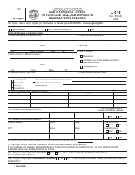 Form L-915 Application for License to Purchase, Sell, and Distribute Manufactured Tobacco - South Carolina, Page 2