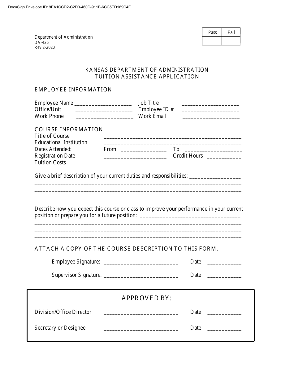 Form DA-426 Tuition Assistance Application - Kansas, Page 3