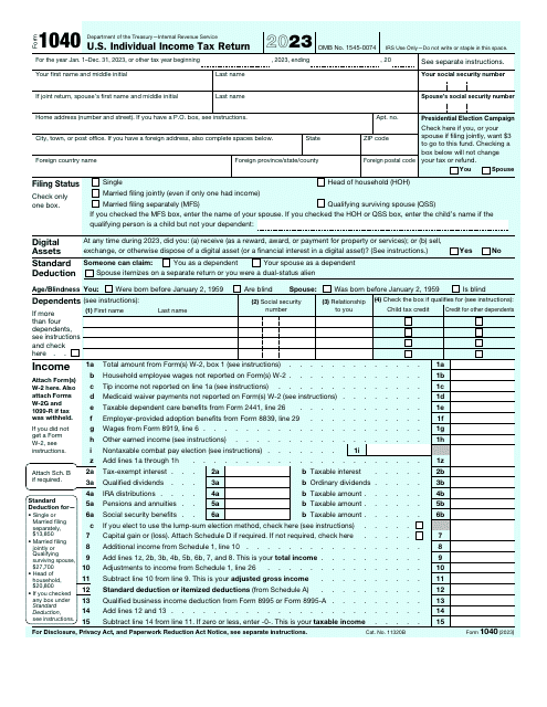 IRS Form 1040 2023 Printable Pdf