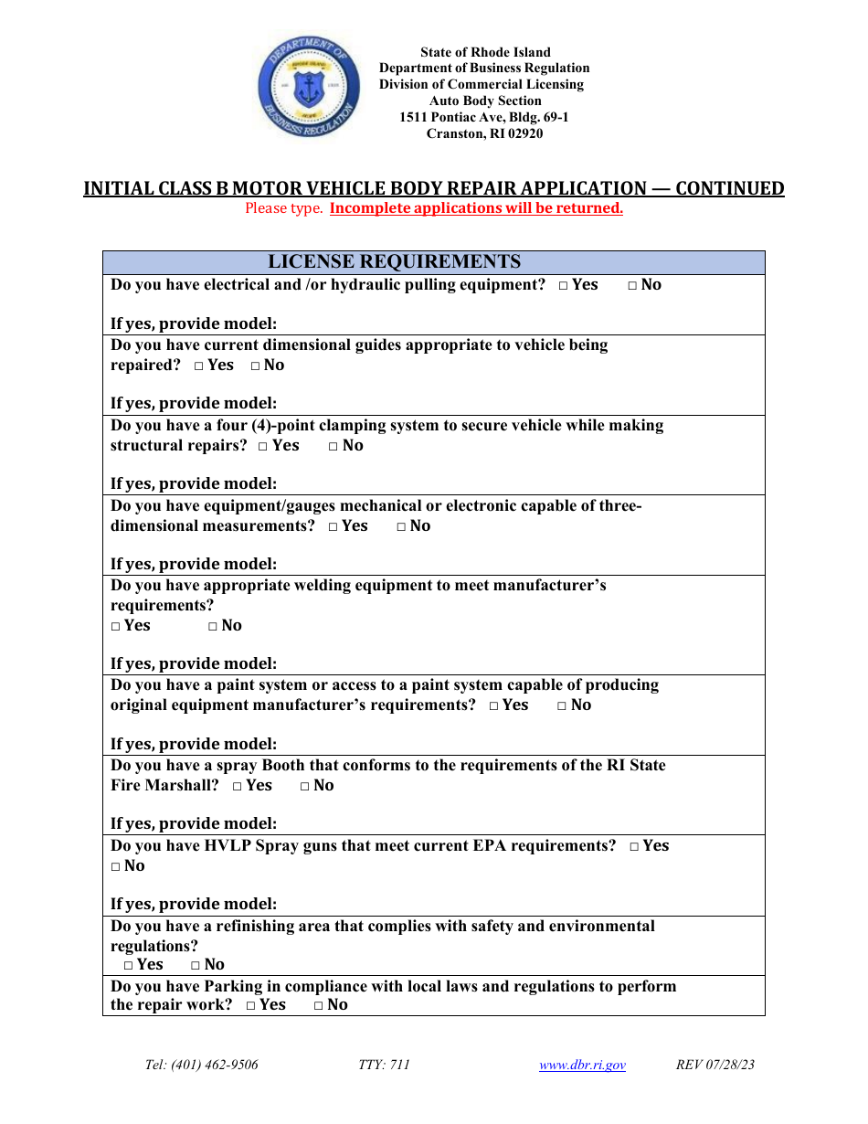 Class B Motor Vehicle