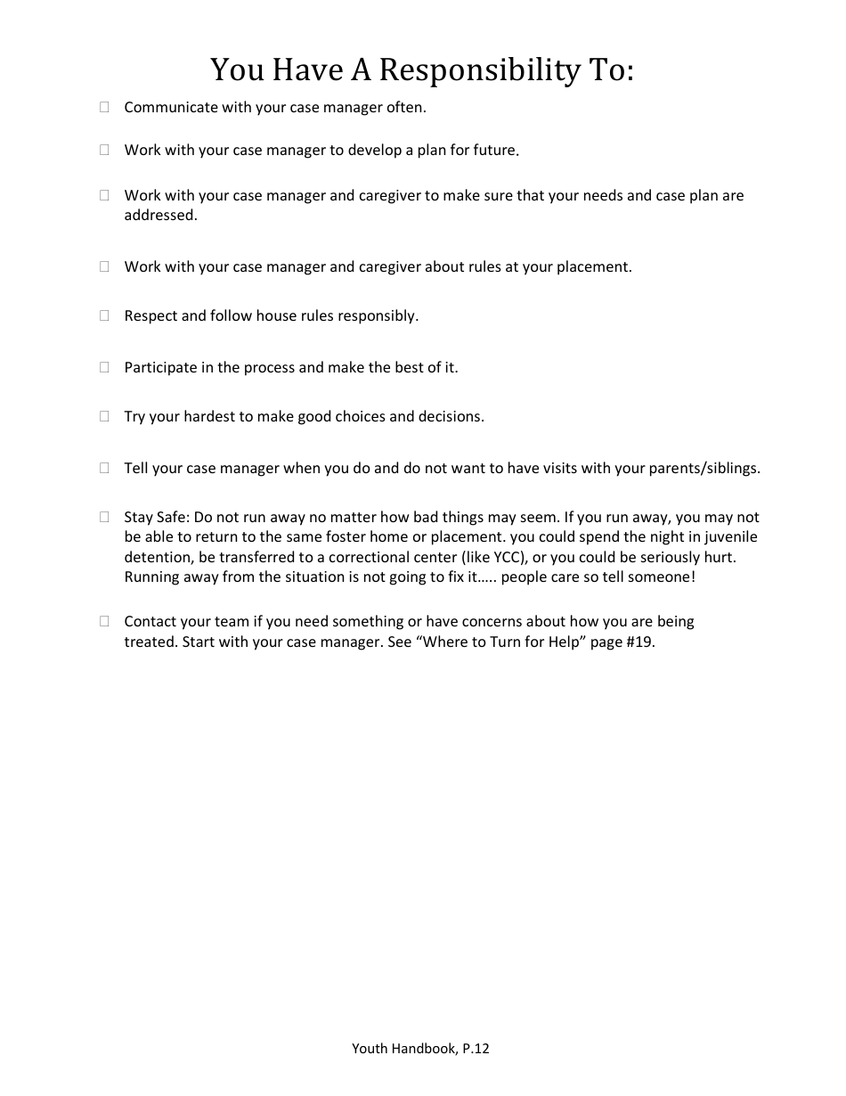 Foster Care Handbook for Youth - North Dakota, Page 12
