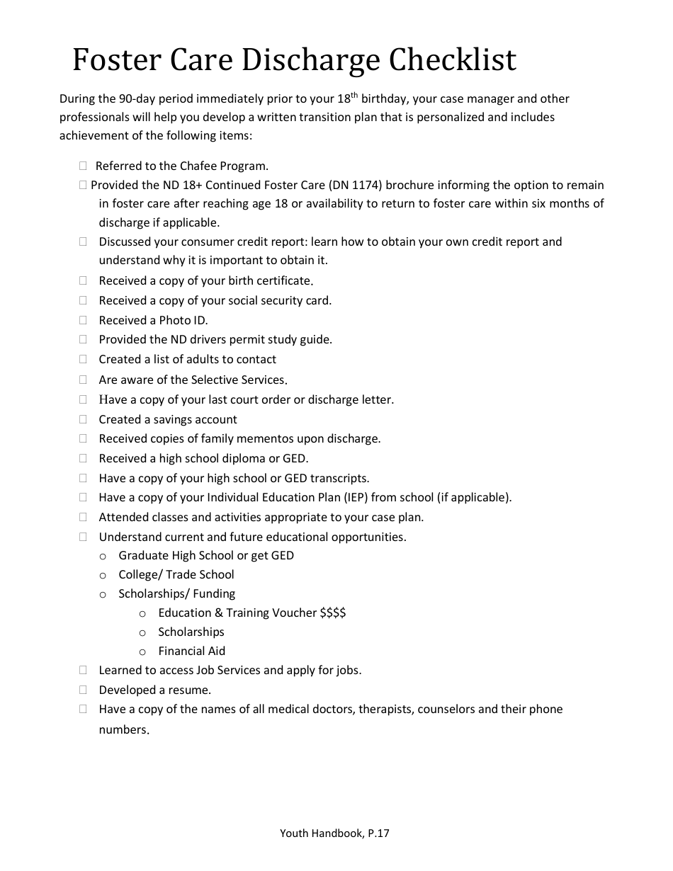 Foster Care Handbook for Youth - North Dakota, Page 17
