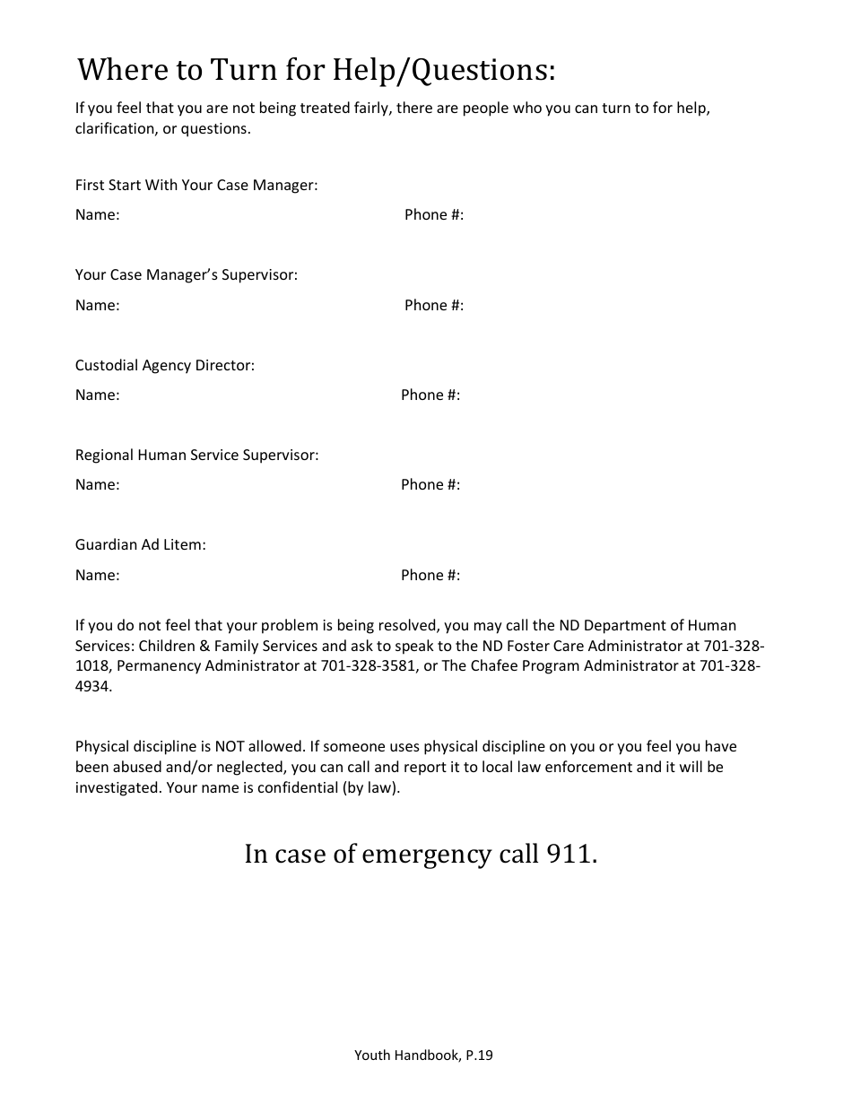 Foster Care Handbook for Youth - North Dakota, Page 19