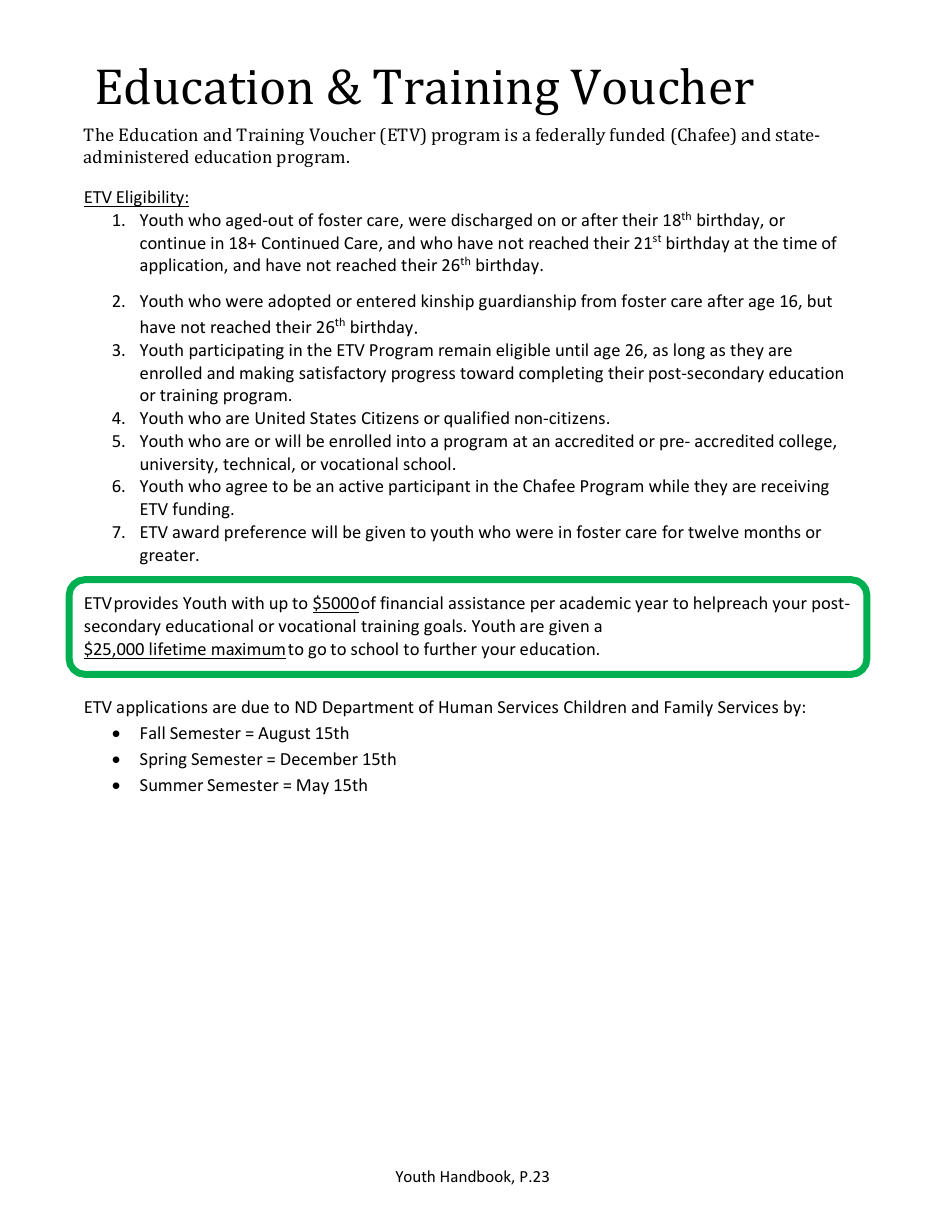 Foster Care Handbook for Youth - North Dakota, Page 23