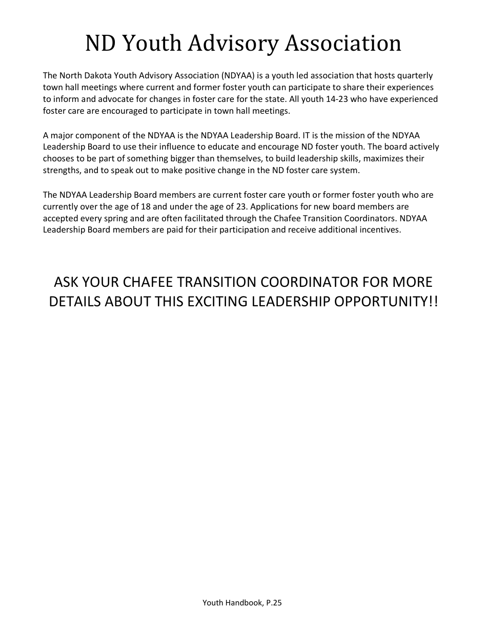 Foster Care Handbook for Youth - North Dakota, Page 25