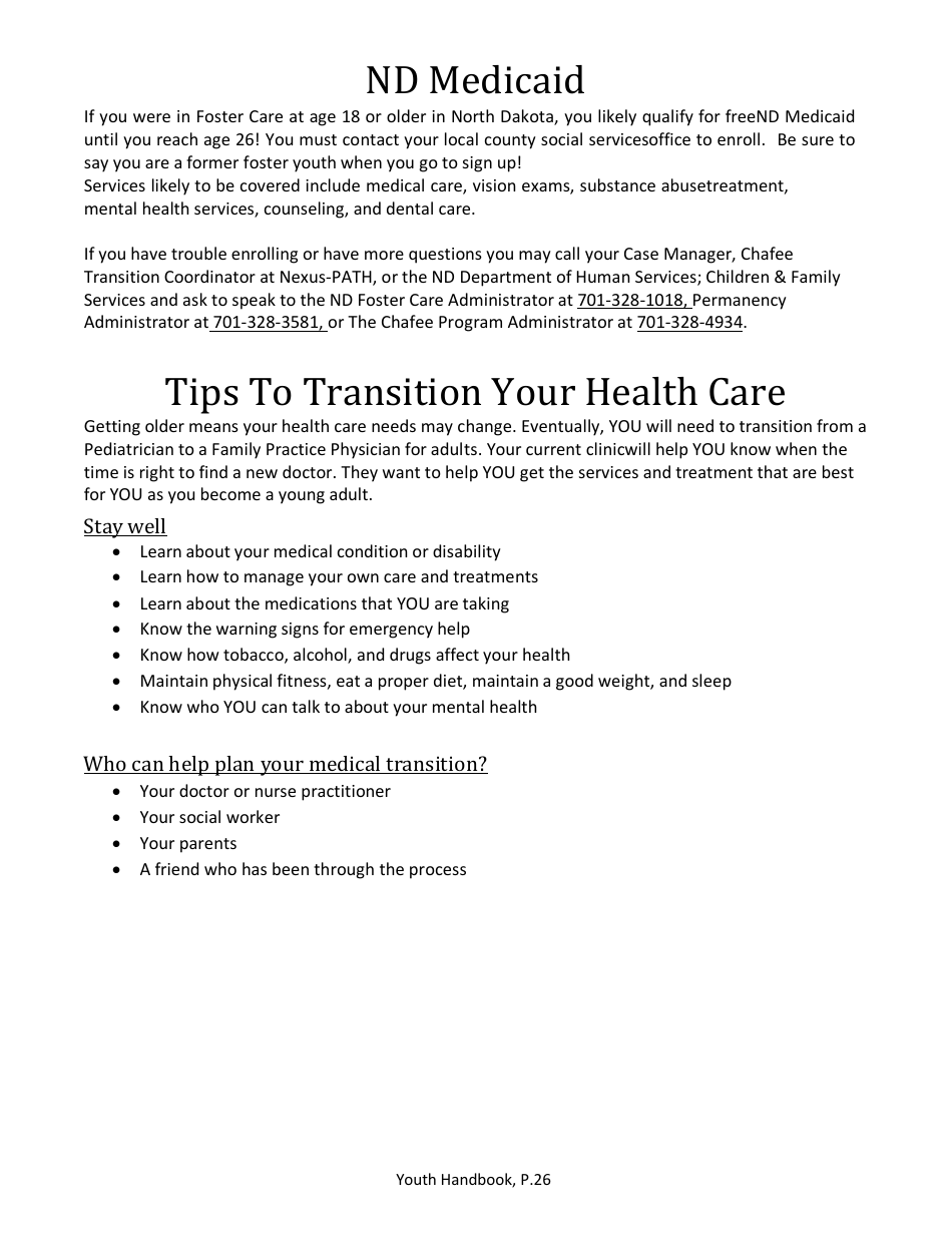 Foster Care Handbook for Youth - North Dakota, Page 26