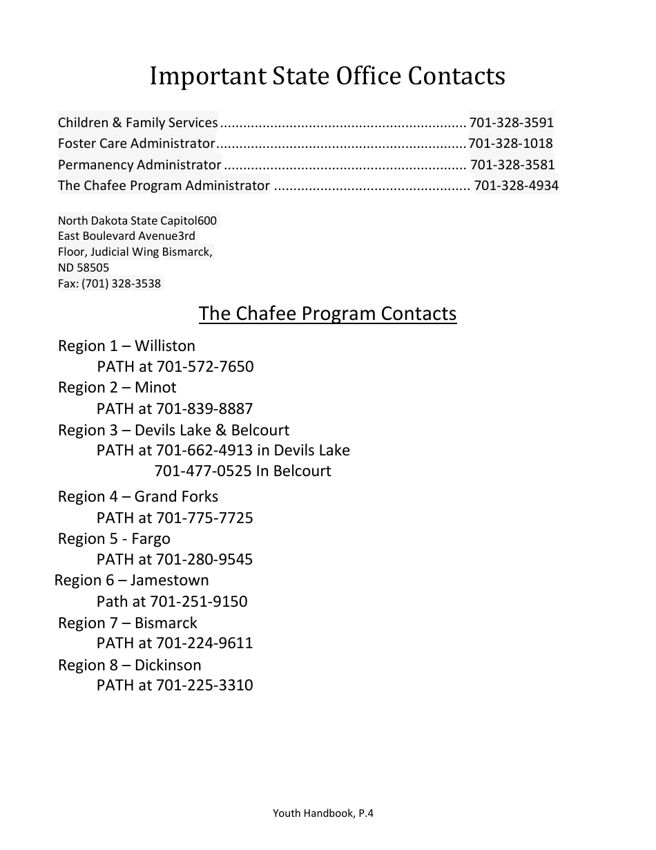 Foster Care Handbook for Youth - North Dakota, Page 4