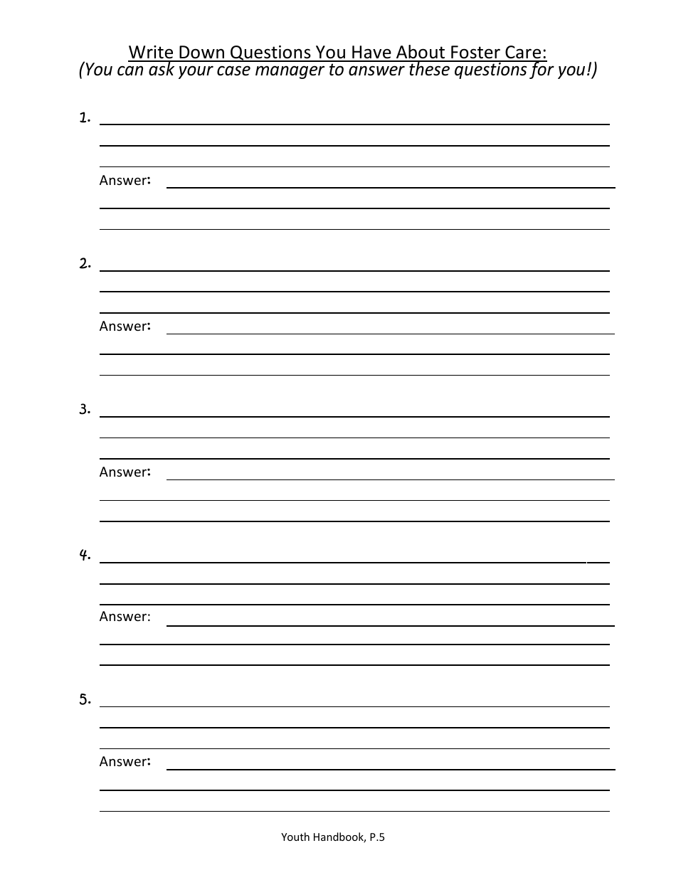 Foster Care Handbook for Youth - North Dakota, Page 5