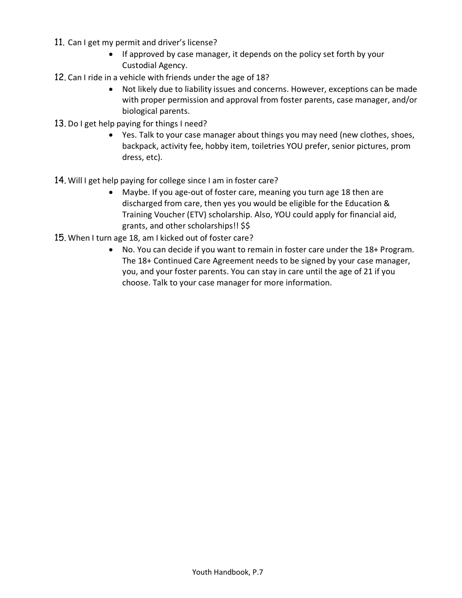 Foster Care Handbook for Youth - North Dakota, Page 7