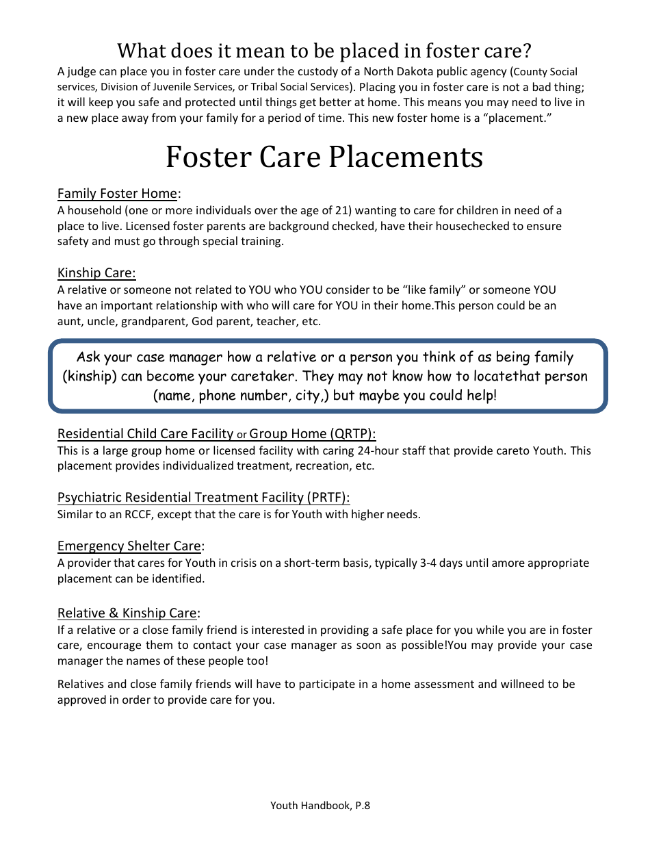 Foster Care Handbook for Youth - North Dakota, Page 8