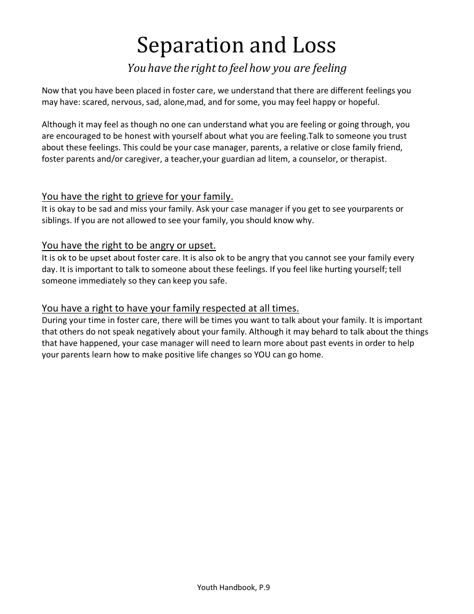 Foster Care Handbook for Youth - North Dakota, Page 9