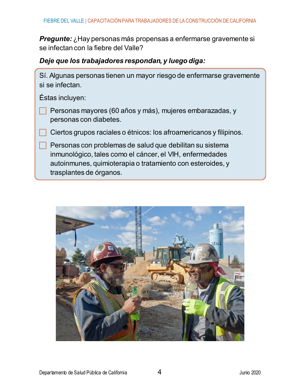 Fiebre Del Valle - Guia De Capacitacion Breve Para Trabajadores De La Construccion De California - California (Spanish), Page 4