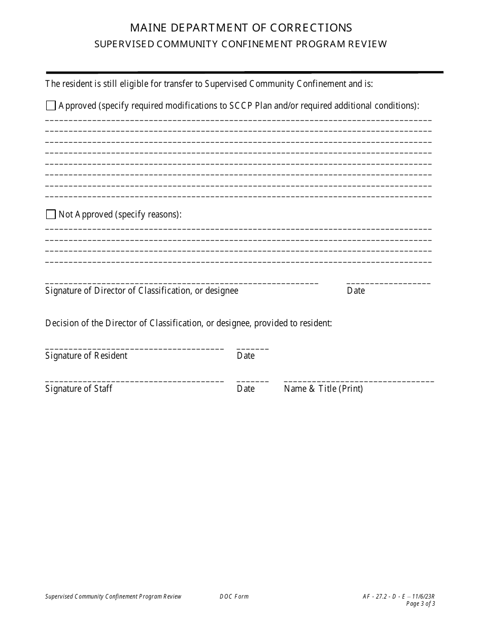 Attachment E Supervised Community Confinement Program Review - Maine, Page 3