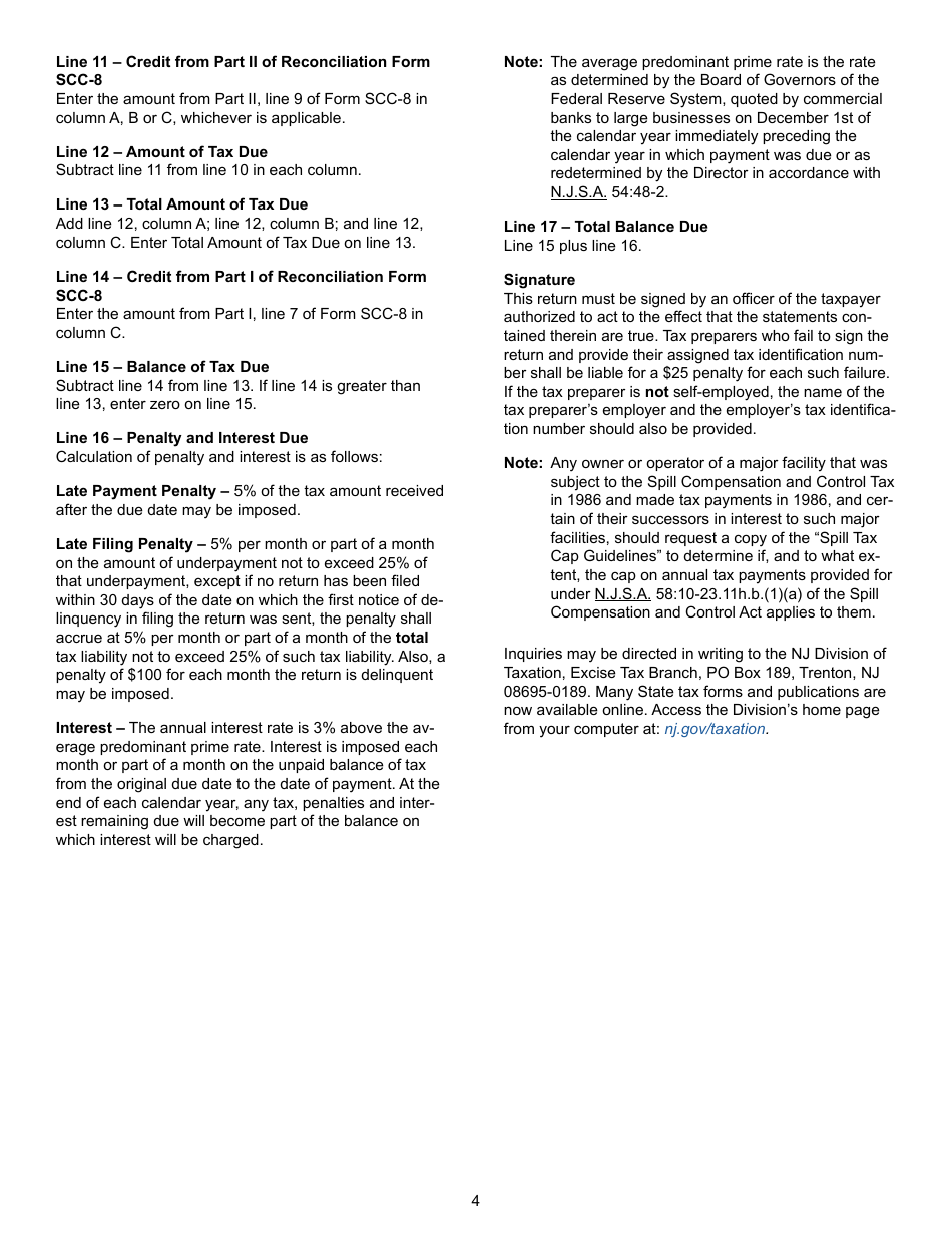 Form SCC-5 Spill Compensation and Control Tax - New Jersey, Page 5